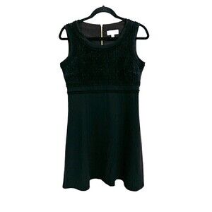 Nanette Nanette Lapore Dress Womens Size 6 Black Flocked Lace Crepe Sleeveless